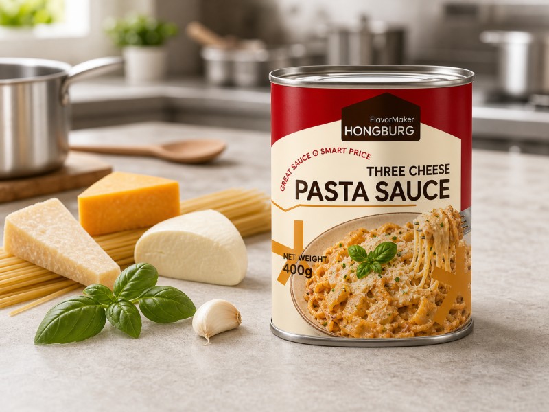Salsa cremosa per pasta ai tre formaggi per cucinare e preparare pasti