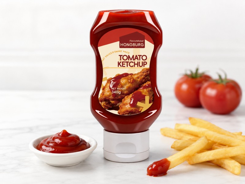 Ketchup di pomodoro denso, dolce e piccante