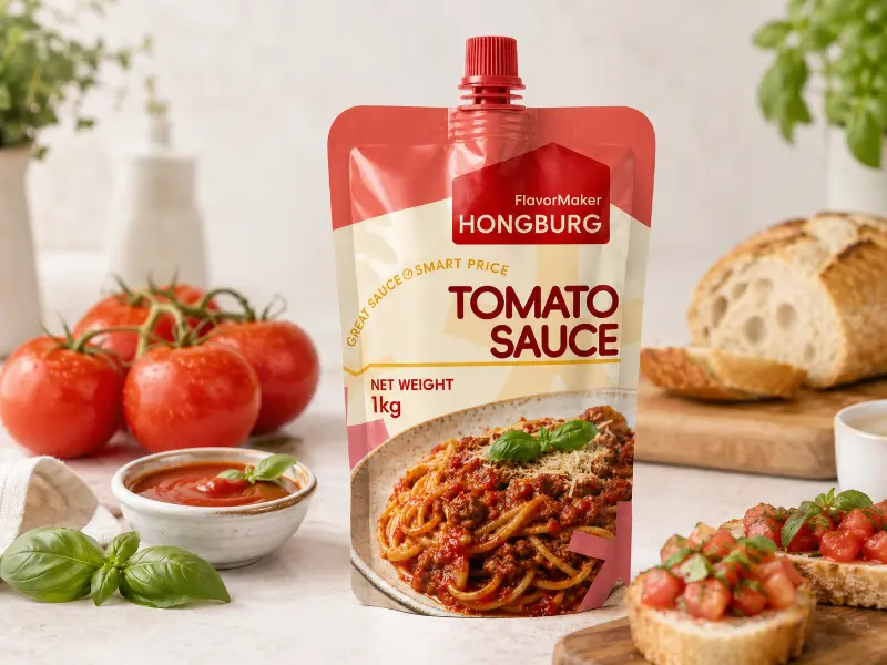 Salsa di pomodoro in busta con beccuccio